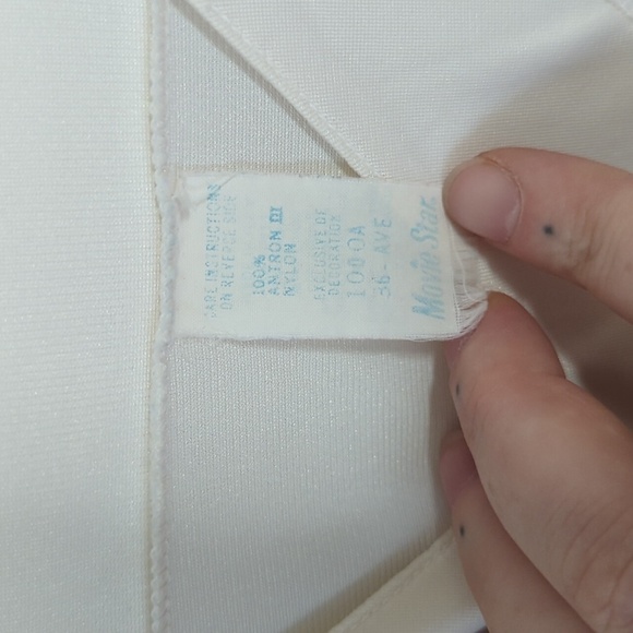 🍉 Vintage Movie Star Bone White Satin Slip Dress Midi Length Size 36 Ave - Picture 2 of 5